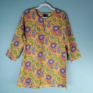 Sam Hilu's Collection Womens Boho Floral Paisley Print Tunic Top Size Medium